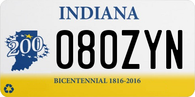 IN license plate 080ZYN