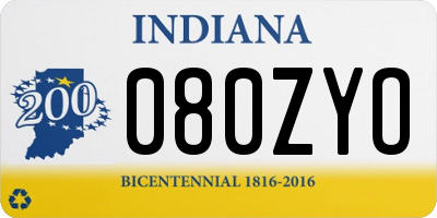 IN license plate 080ZYO