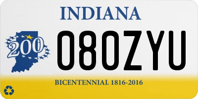 IN license plate 080ZYU
