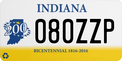 IN license plate 080ZZP