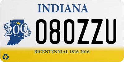IN license plate 080ZZU