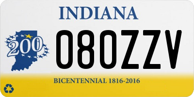 IN license plate 080ZZV