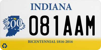IN license plate 081AAM