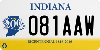 IN license plate 081AAW