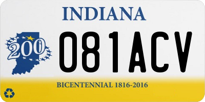 IN license plate 081ACV