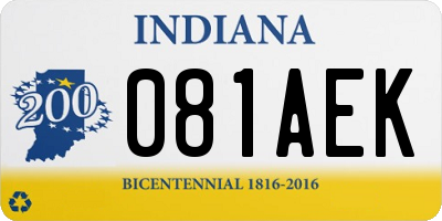 IN license plate 081AEK