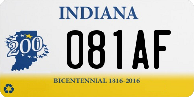 IN license plate 081AF