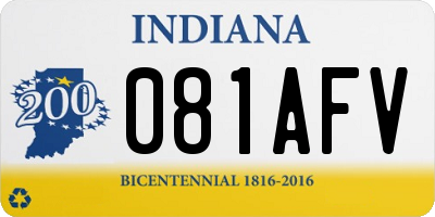 IN license plate 081AFV