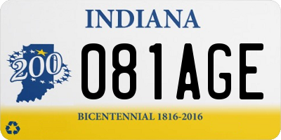 IN license plate 081AGE