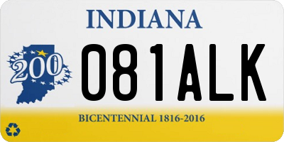 IN license plate 081ALK