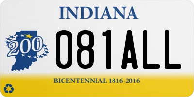 IN license plate 081ALL