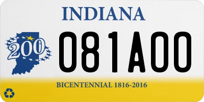 IN license plate 081AOO