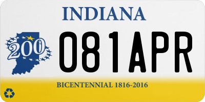 IN license plate 081APR