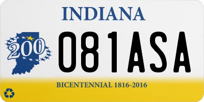 IN license plate 081ASA