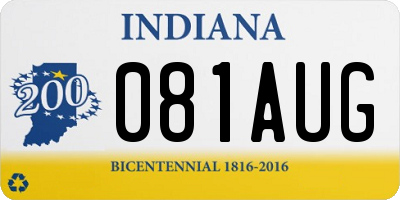 IN license plate 081AUG