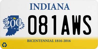 IN license plate 081AWS