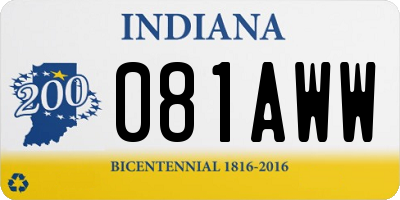 IN license plate 081AWW