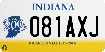 IN license plate 081AXJ