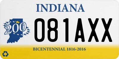 IN license plate 081AXX