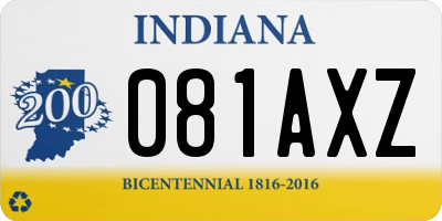 IN license plate 081AXZ