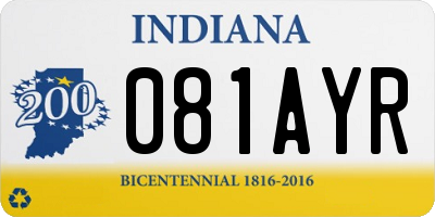 IN license plate 081AYR