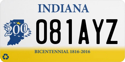 IN license plate 081AYZ