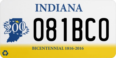 IN license plate 081BCO