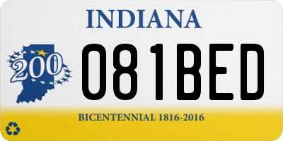 IN license plate 081BED