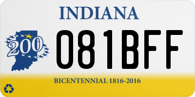 IN license plate 081BFF