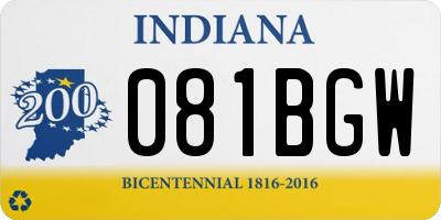 IN license plate 081BGW