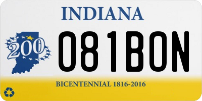 IN license plate 081BON