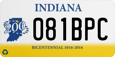 IN license plate 081BPC