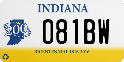 IN license plate 081BW