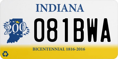 IN license plate 081BWA