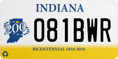 IN license plate 081BWR
