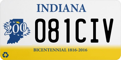 IN license plate 081CIV
