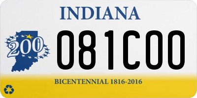 IN license plate 081COO