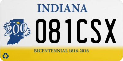 IN license plate 081CSX