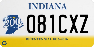 IN license plate 081CXZ