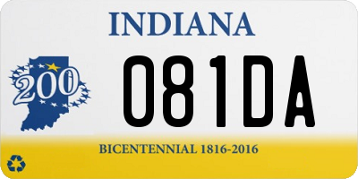 IN license plate 081DA