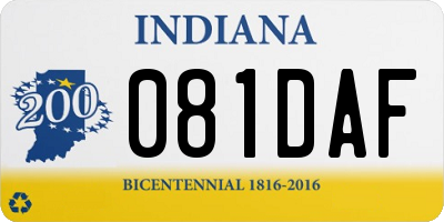 IN license plate 081DAF