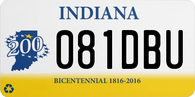 IN license plate 081DBU
