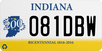 IN license plate 081DBW
