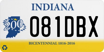 IN license plate 081DBX