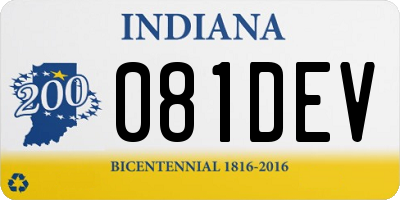 IN license plate 081DEV