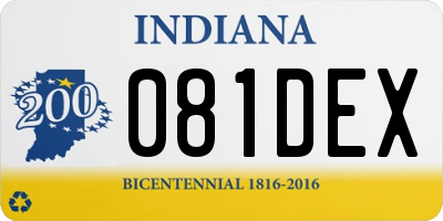 IN license plate 081DEX