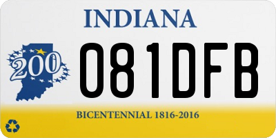 IN license plate 081DFB