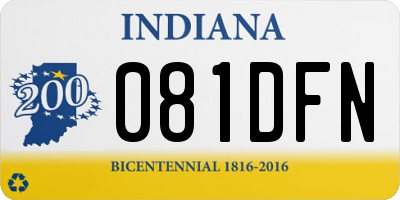 IN license plate 081DFN