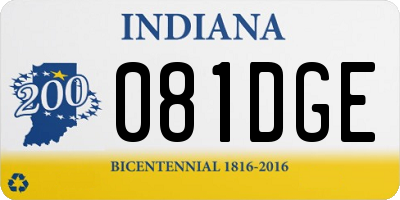 IN license plate 081DGE