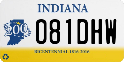 IN license plate 081DHW